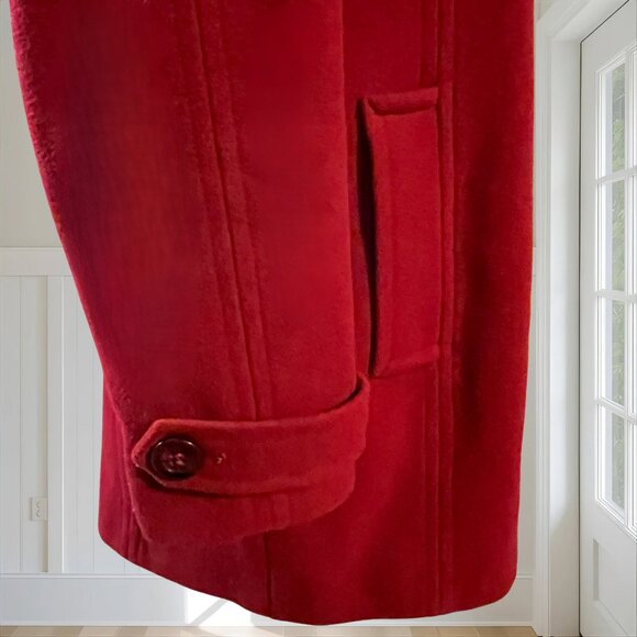 Vtg LONDON FOG Red 80% Wool 20% Nylon Single Breasted Winter Coat Small S 90s - Picture 8 of 12